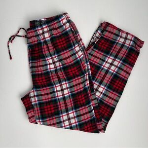 Mens Lands' End Red and Green Flannel Plaid Pajama Pants